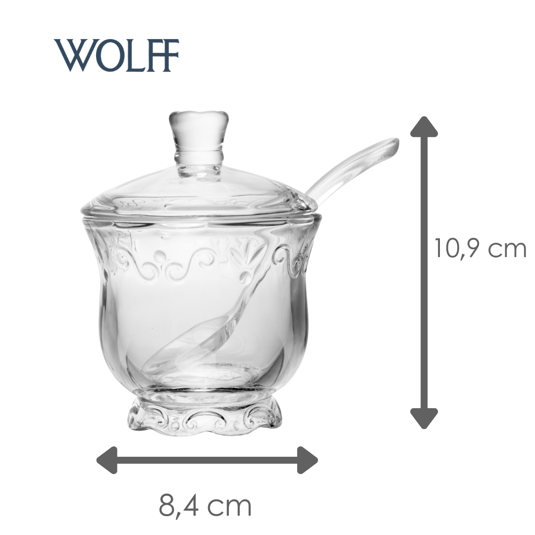 Açucareiro com Tampa e Colher Serena 180ml Cristal - Wolff