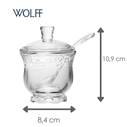 Açucareiro com Tampa e Colher Serena 180ml Cristal - Wolff