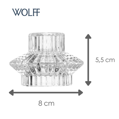 Conjunto 2 Porta Velas Lines 8cm x 8cm x 5,5cm Vidro – Wolff