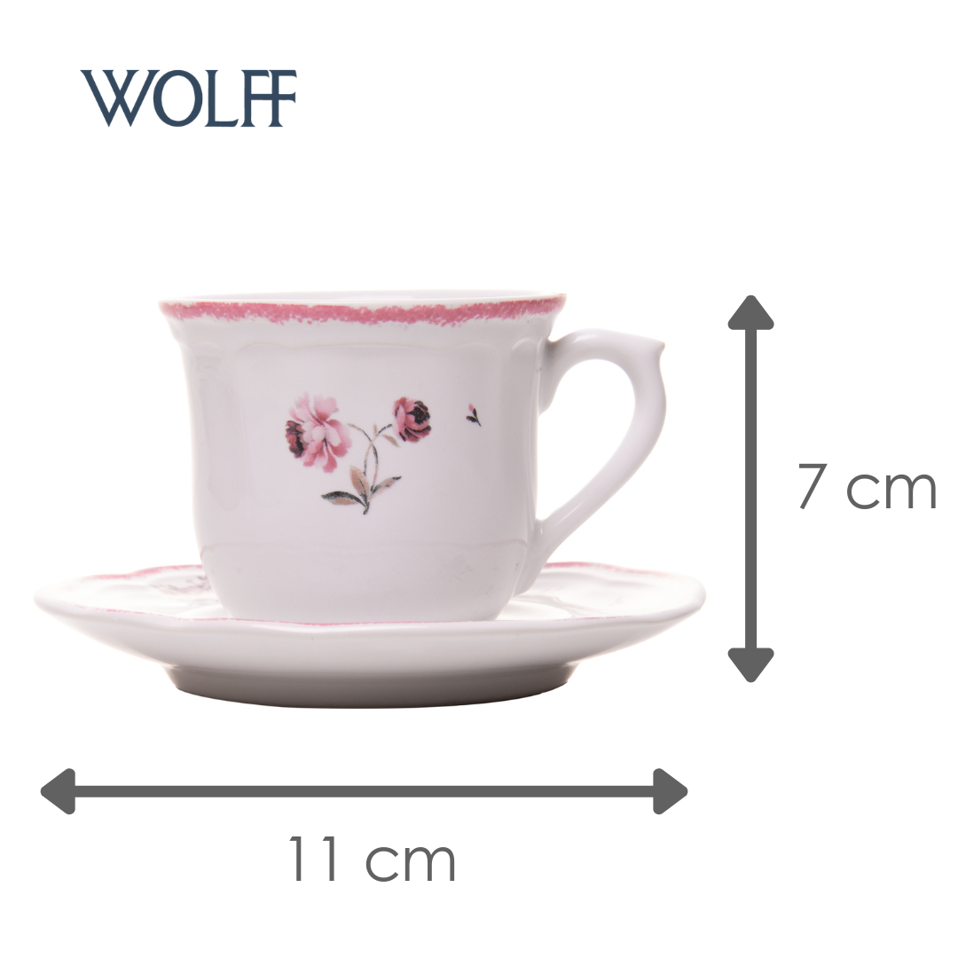 Xícara Café Florescer 90ml Rosa Cerâmica - Wolff