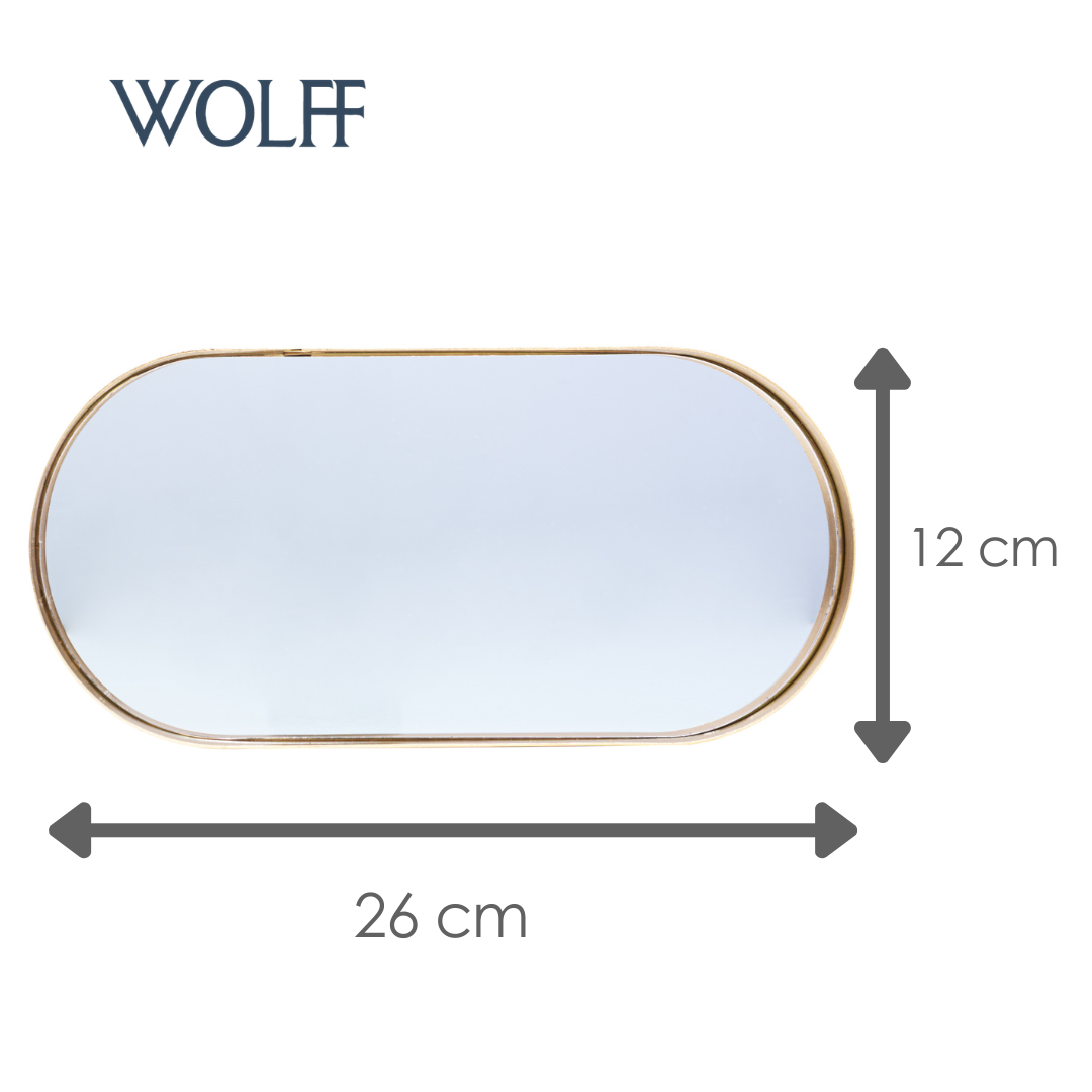 Bandeja com Espelho Cléance 26cm x 12cm x 3cm Dourada Metal - Wolff