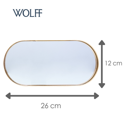 Bandeja com Espelho Cléance 26cm x 12cm x 3cm Dourada Metal - Wolff