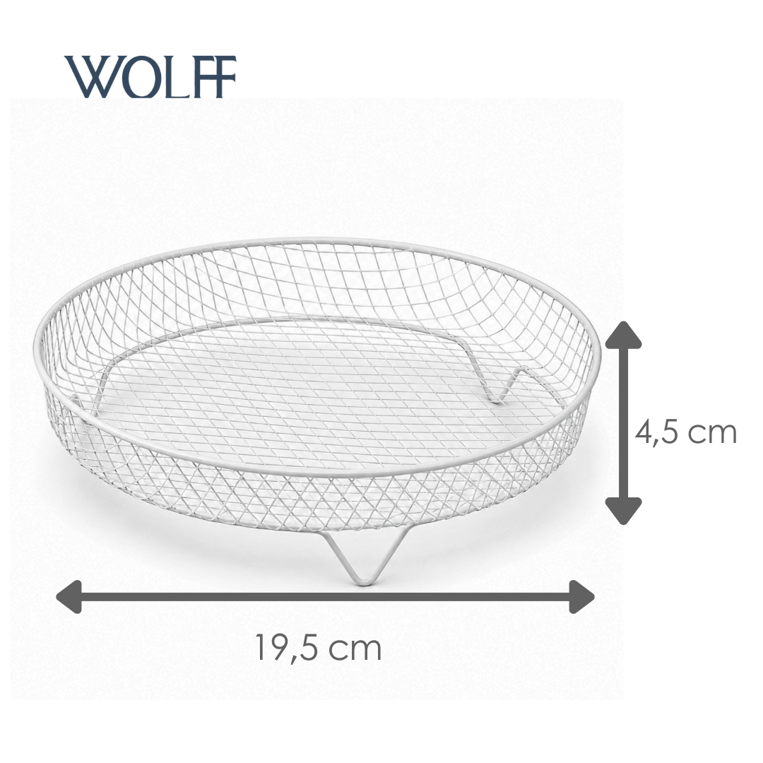 Suporte Redondo de Aço Inox Empilhável para Air Fryer 19,5cm x 19,5cm x 4,5cm - Wolff