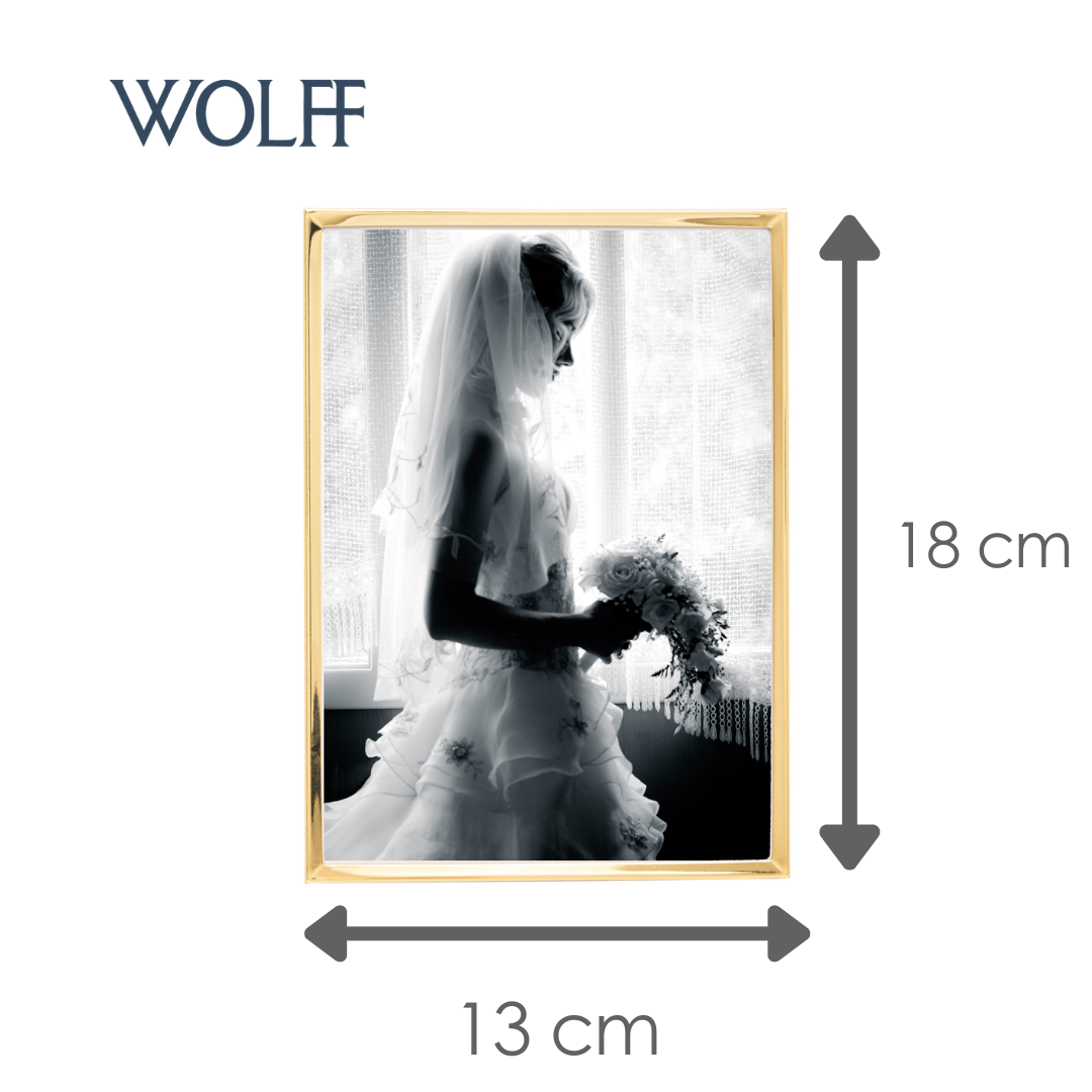 Porta-Retrato de Aço Inox Classic Dourado 13cm x 18cm - Wolff