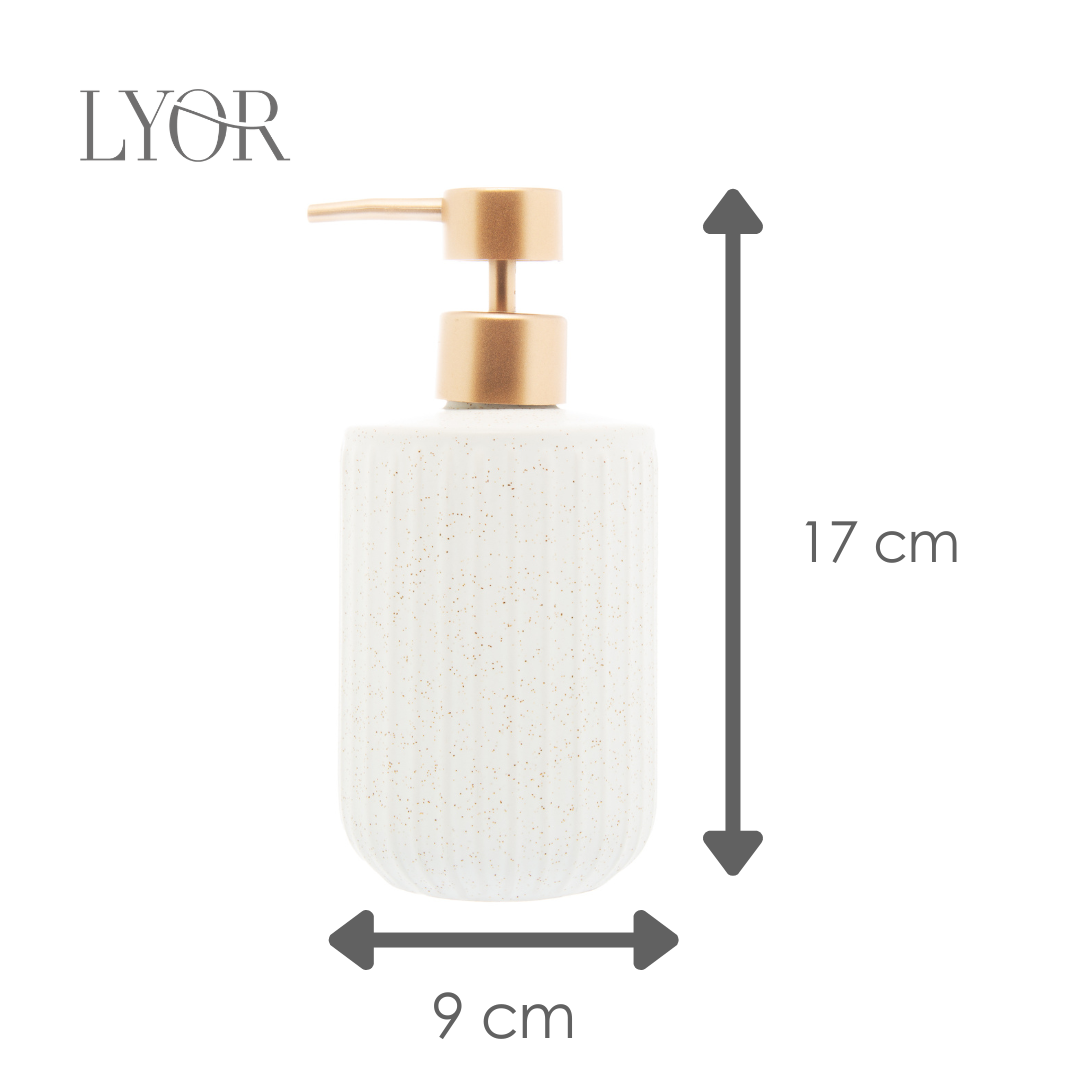 Porta Sabonete Líquido de Cerâmica Granilite Clean Branco 430ml - Lyor