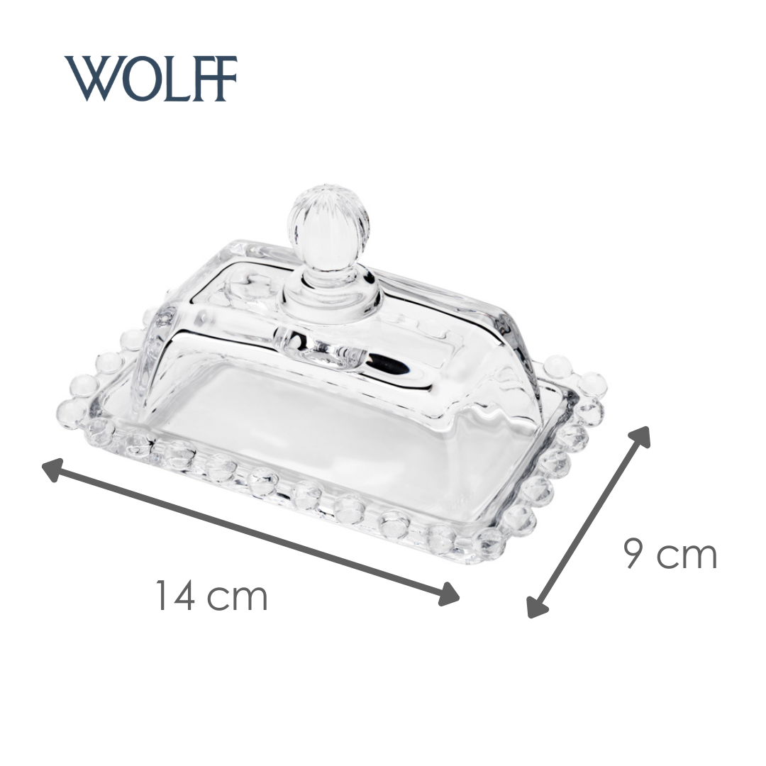 Manteigueira de Cristal Pearl 14cm x 9cm x 8cm - Wolff
