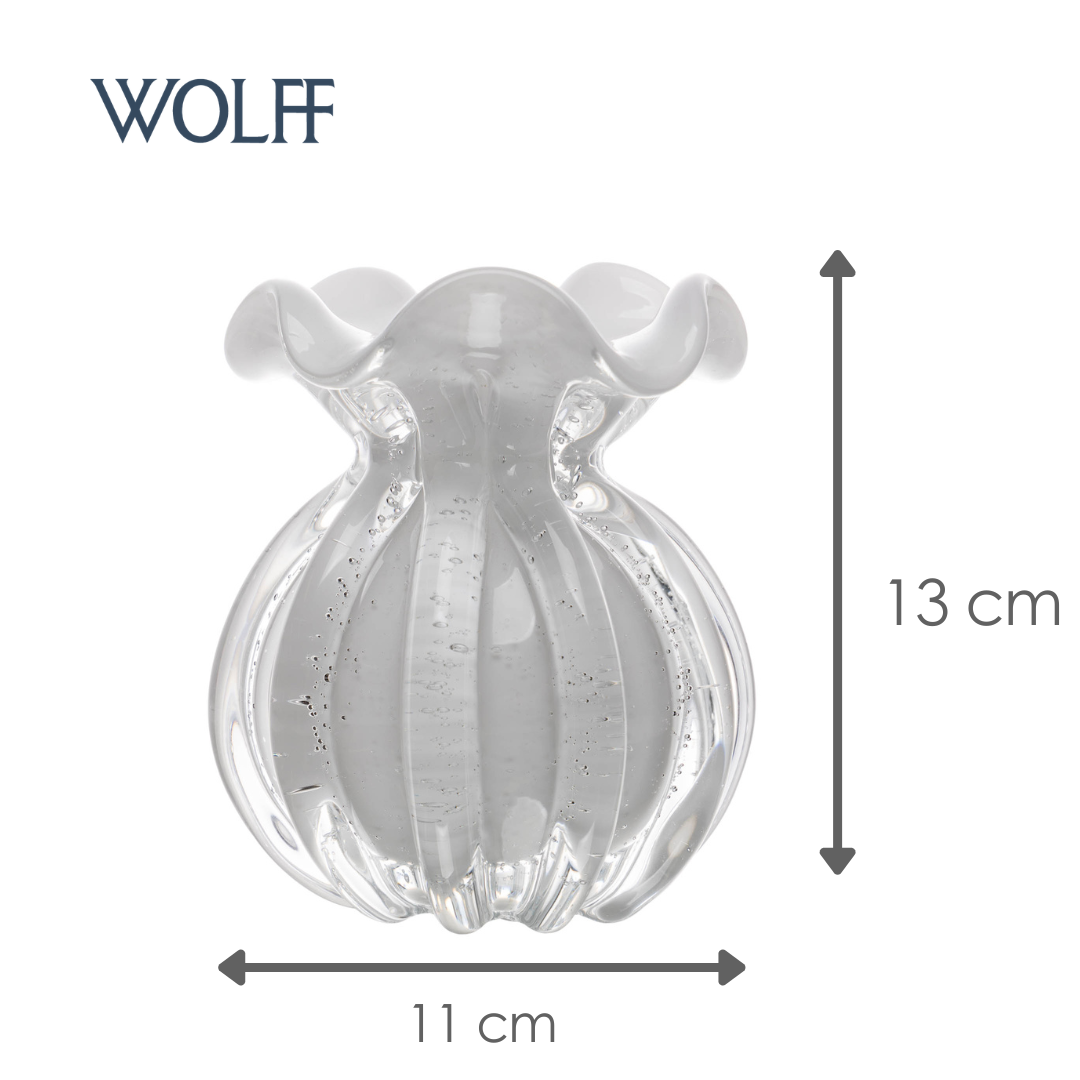 Vaso Italy 11cm x 13cm Branco Leitoso Vidro - Wolff
