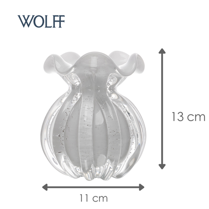 Vaso Italy 11cm x 13cm Branco Leitoso Vidro - Wolff
