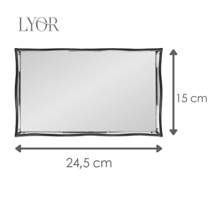 Bandeja com Espelho Ocean 15cm x 25cm x 4cm Preta Metal - Lyor