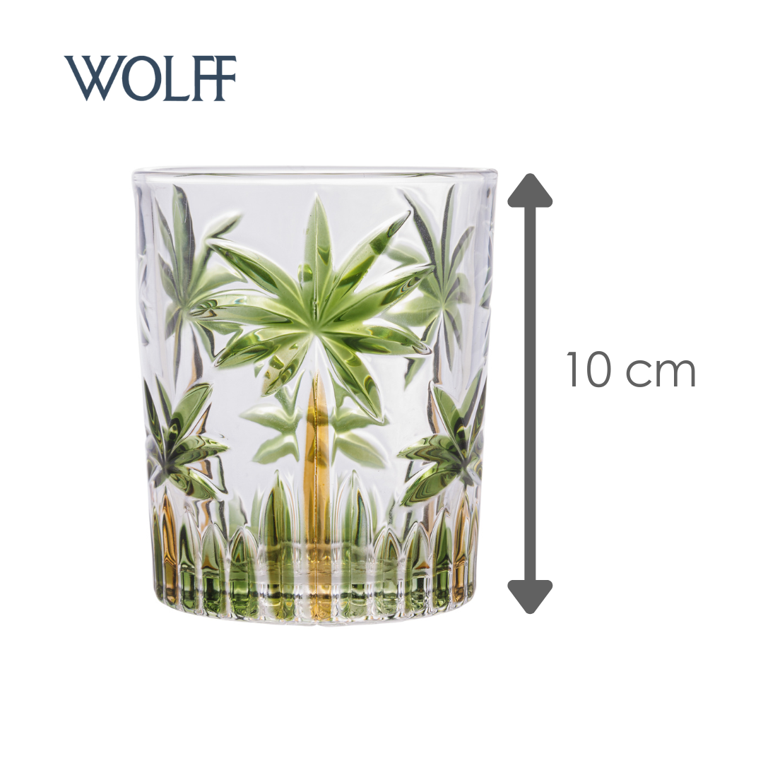 Copo Baixo Palm Tree Handpaint 340ml Cristal Ecológico - Wolff