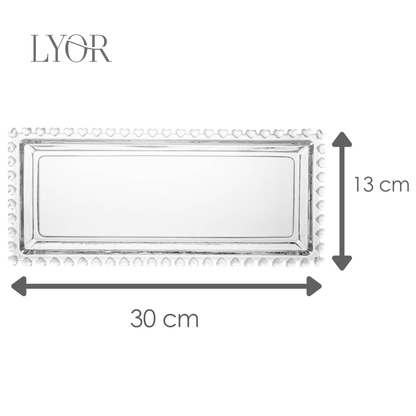 Travessa Retangular de Cristal Coração 30cm x 13cm x 3cm - Lyor