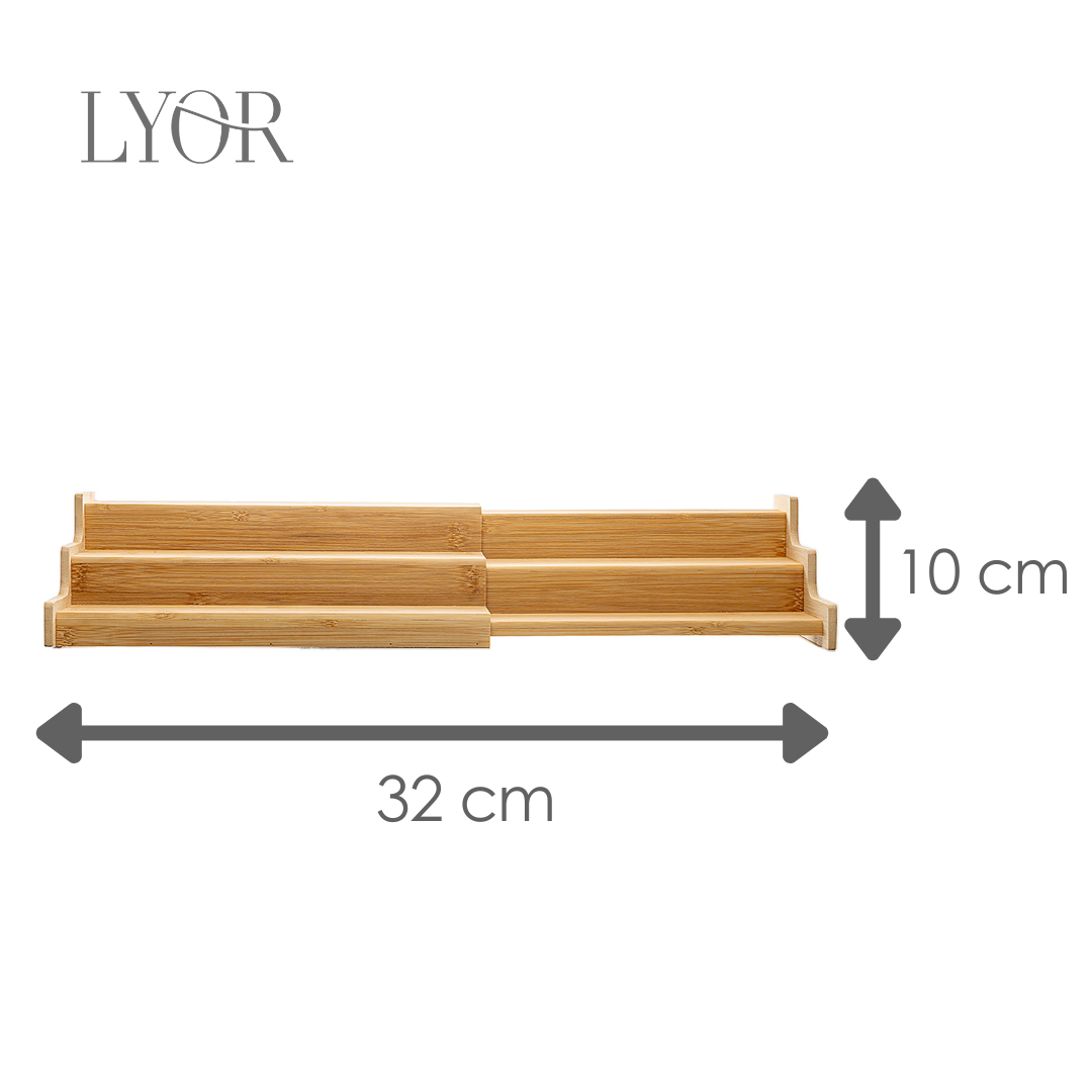 Organizador Extesível para Temperos Nature 56,5cm x 19,5cm x 10,5cm Bambu - Lyor