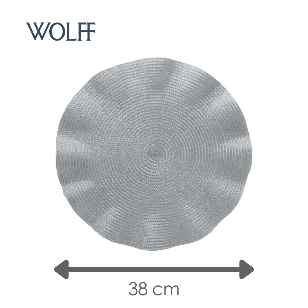 Lugar Americano de Polipropileno Babado Prateado 38cm - Wolff