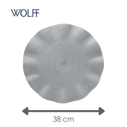 Lugar Americano de Polipropileno Babado Prateado 38cm - Wolff