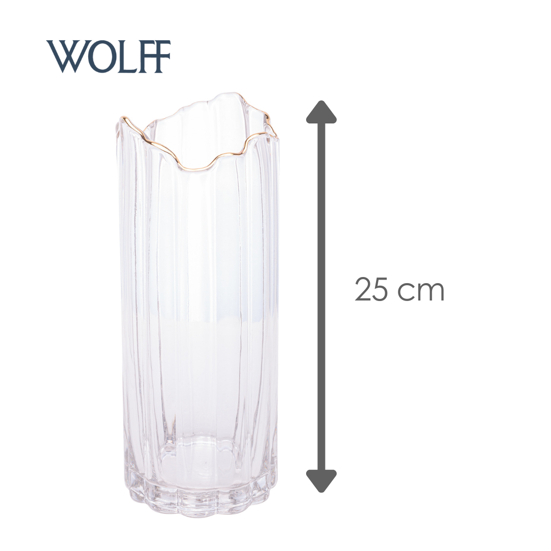 Vaso de Vidro com Borda Dourada 10cm x 25cm - Wolff