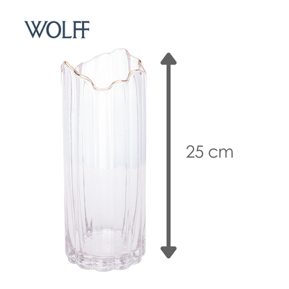 Vaso de Vidro com Borda Dourada 10cm x 25cm - Wolff