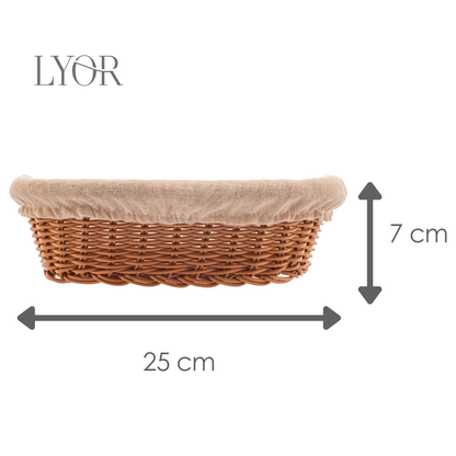Cesta Oval de Rattan Plástico com Forro em Tecido  - Lyor