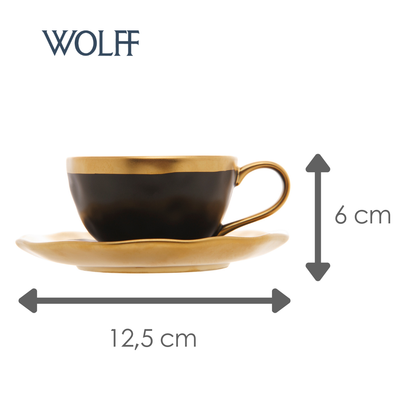 Xícara de Café De Porcelana Dubai Preto E Dourado 90ml Wolff