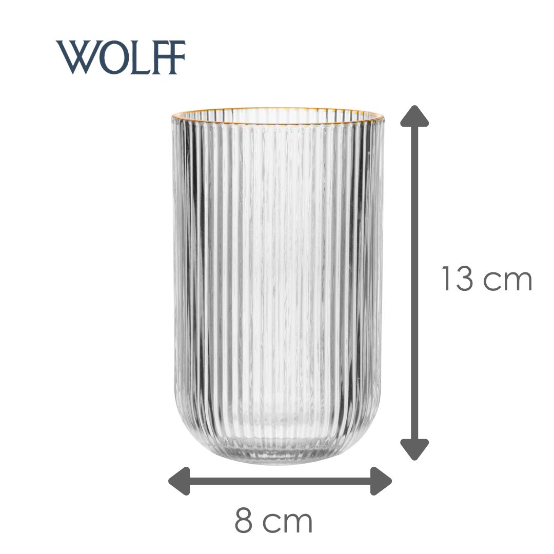 Copo Alto Lines com Fio de Ouro 430ml Vidro - Wolff