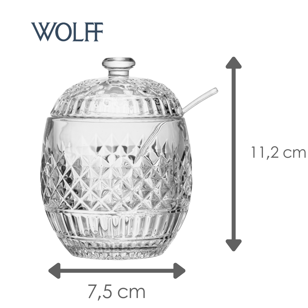 Açucareiro com Colher Pixel 7,5cm x 7,5cm x 11cm Cristal - Wolff