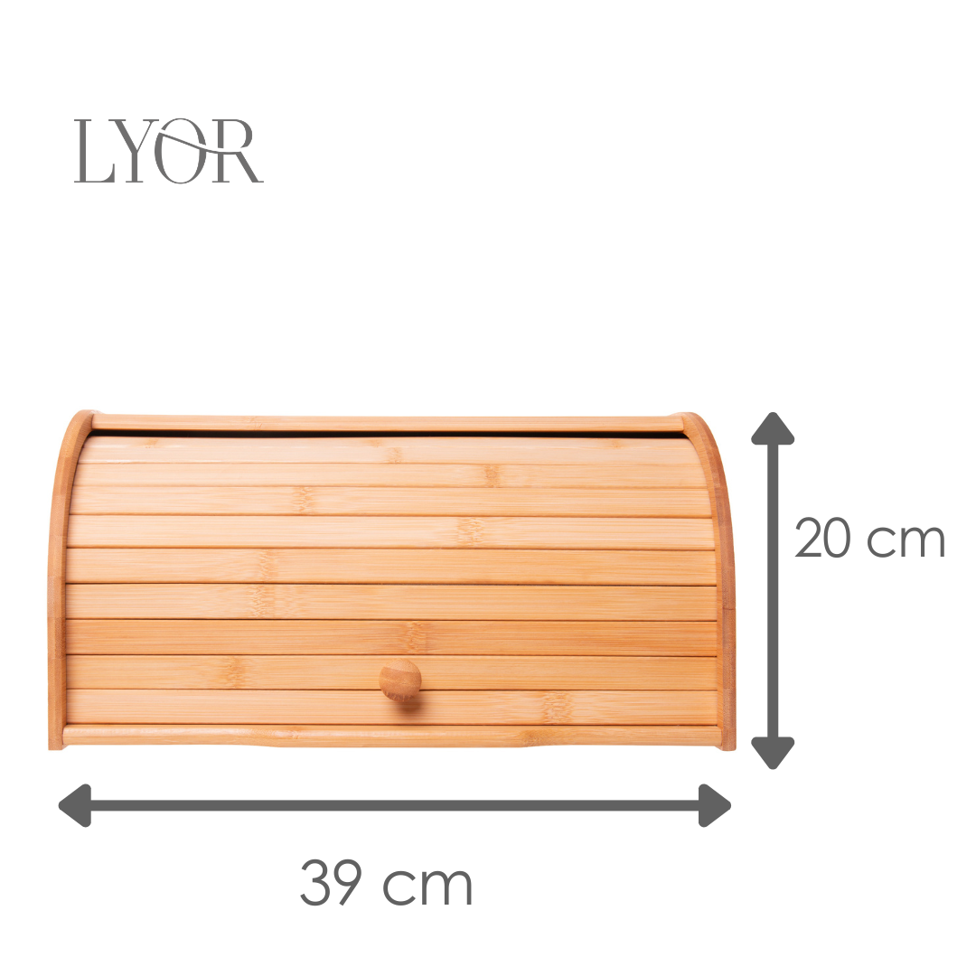 Porta Pães com Tampa Retrátil 20cm x 23cm x 39cm Bambu - Lyor