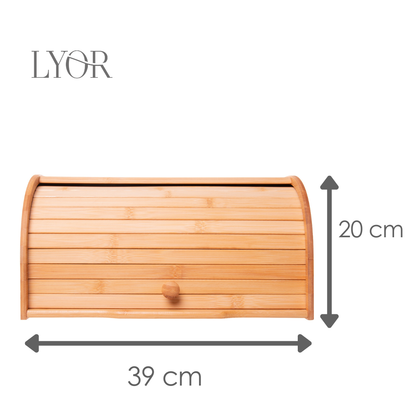 Porta Pães com Tampa Retrátil 20cm x 23cm x 39cm Bambu - Lyor
