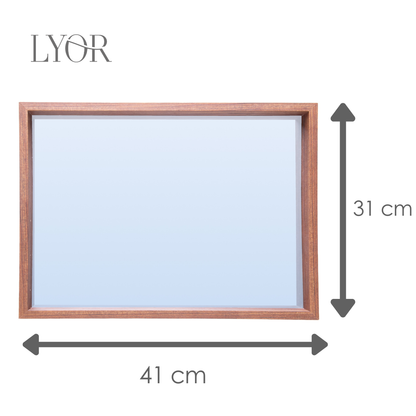 Bandeja com Espelho Rustic 41cm x 31cm x 5cm Madeira - Lyor