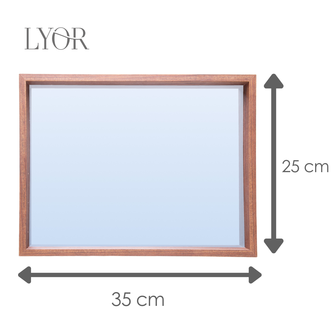 Bandeja com Espelho Rustic 25cm x 35cm x 5cm Madeira - Lyor