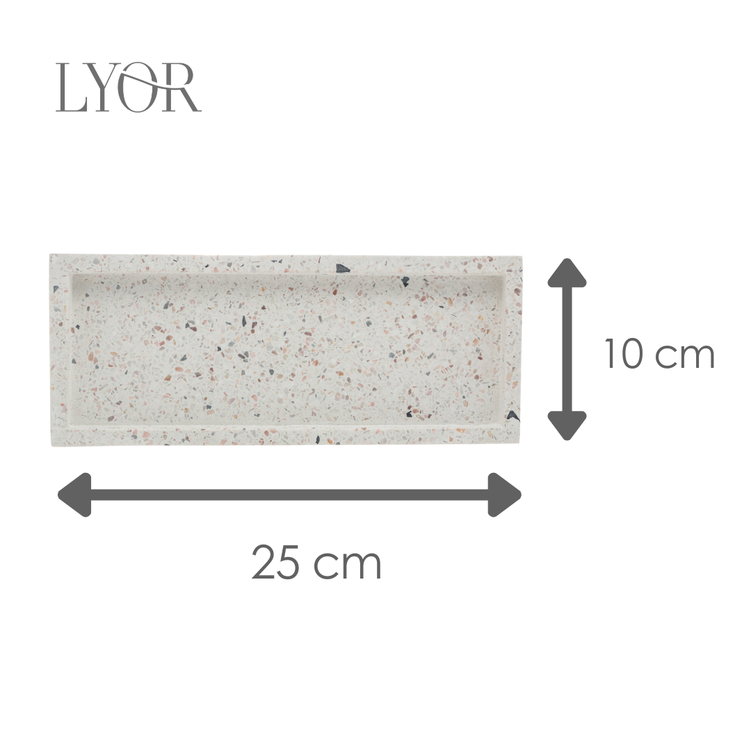 Bandeja Retangular de Mármore Terrazo 25cm x 10cm x 2cm - Lyor