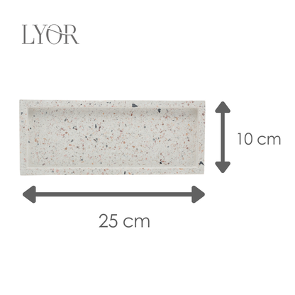Bandeja Retangular de Mármore Terrazo 25cm x 10cm x 2cm - Lyor