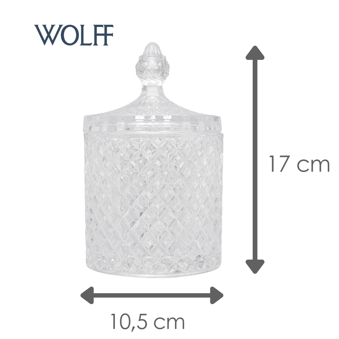 Potiche Decorativo de Cristal com Tampa Litt 10,5cm x 10,5cm x 17cm - Wolff