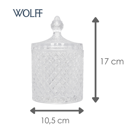Potiche Decorativo de Cristal com Tampa Litt 10,5cm x 10,5cm x 17cm - Wolff