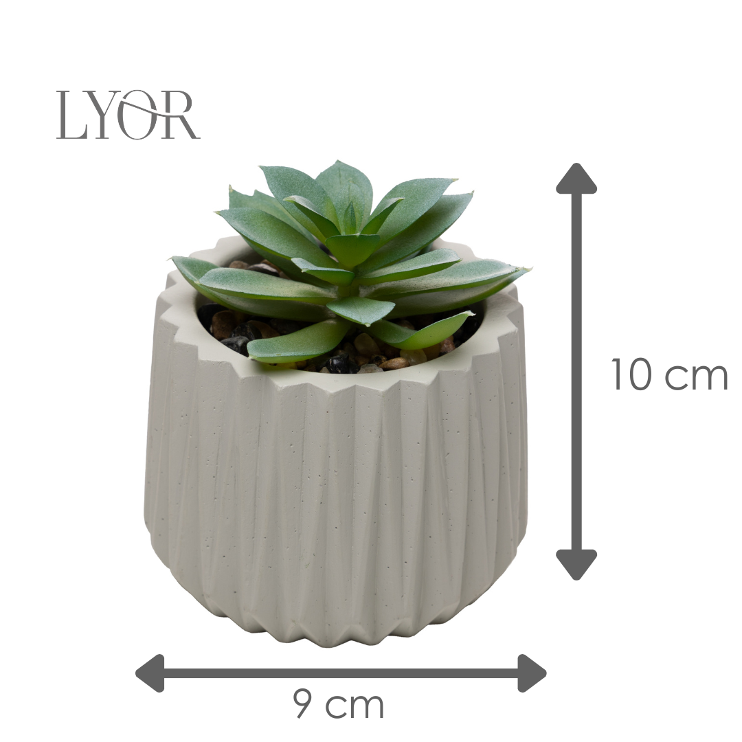 Cachepot com Sucelenta Artificial Prismatto 9cm x 10cm Cinza Cimento - Lyor