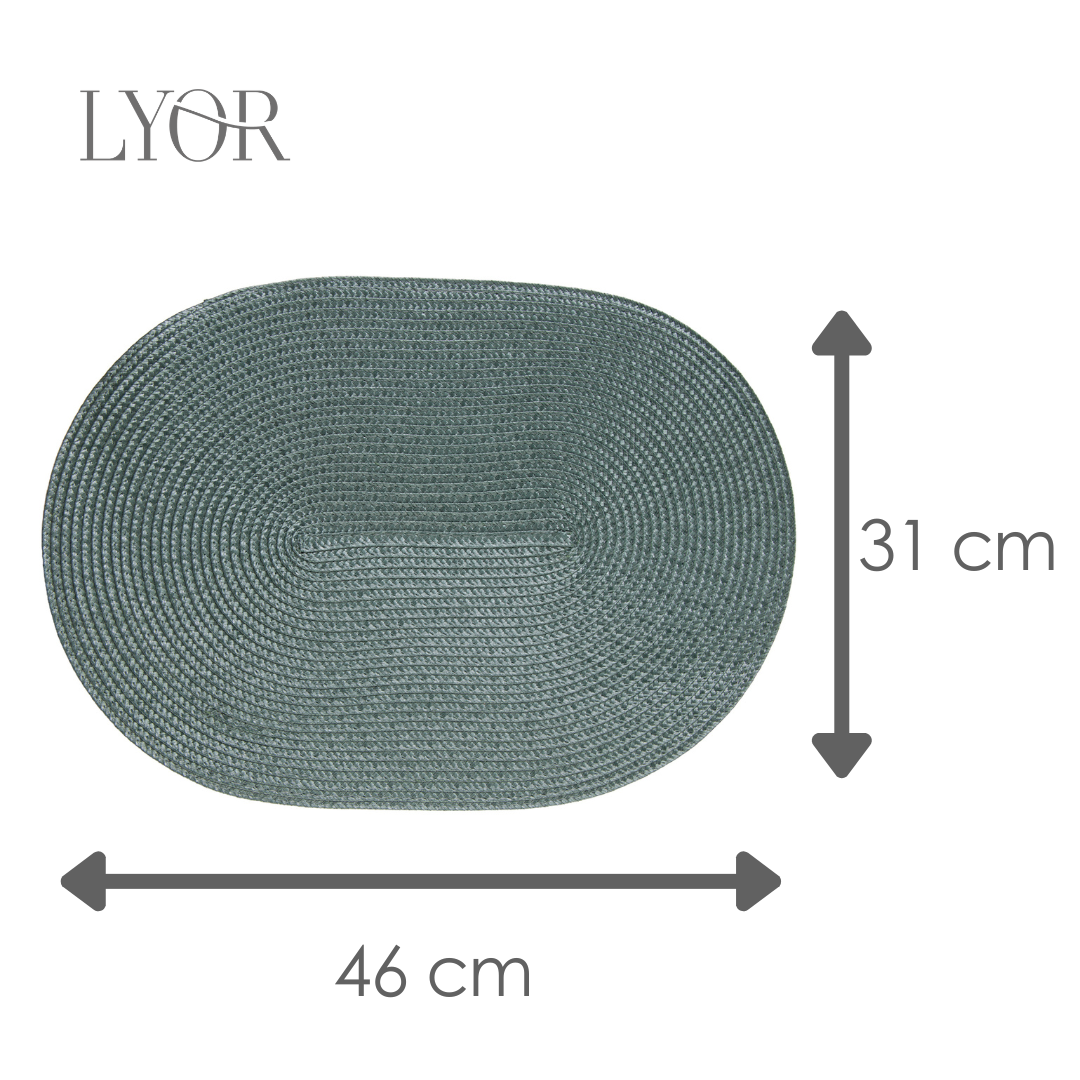 Lugar Americano Oval Fresno 46cm x 31cm Verde Militar Polipropileno - Lyor