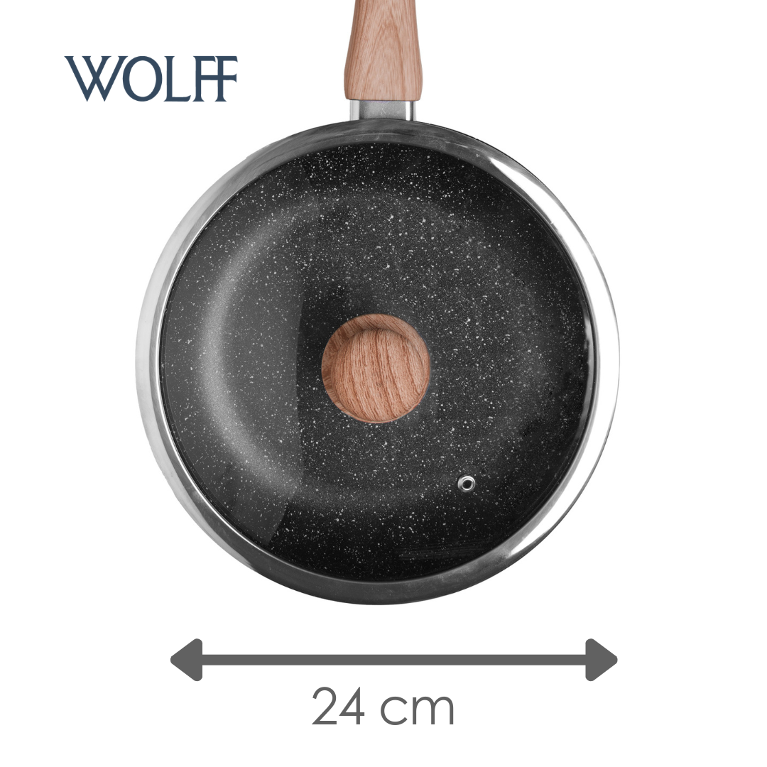 Frigideira de Indução com Tampa de Vidro Alumínio Revestimento Cerâmico - Wolff