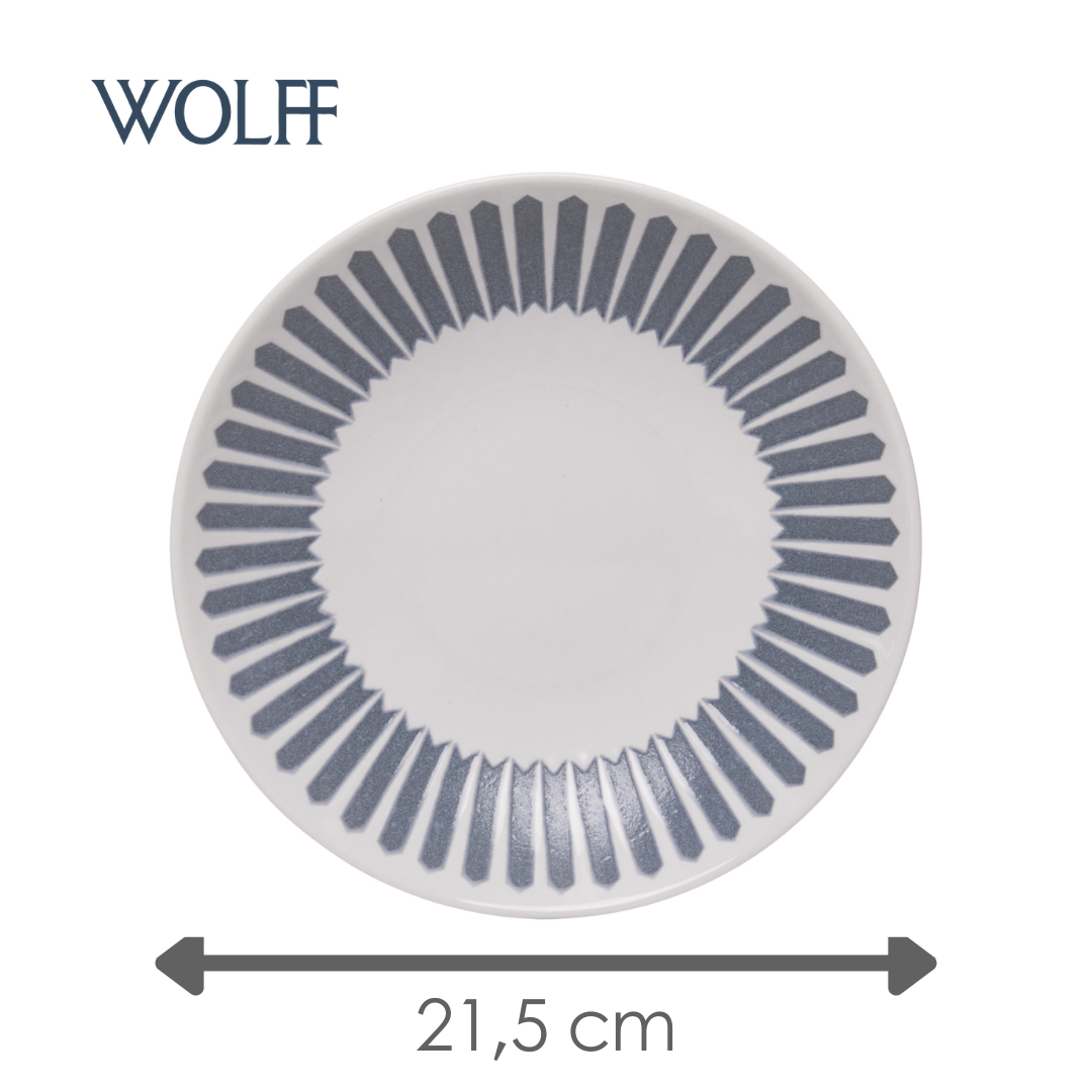 Prato Fundo Mediterrâneo 21,5cm Azul Cerâmica - Wolff