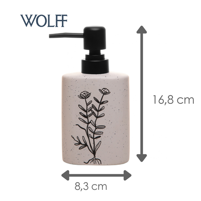 Porta Sabonete Líquido com Pump Preto Jardin Blanc 330ml Branco Cerâmica - Wolff