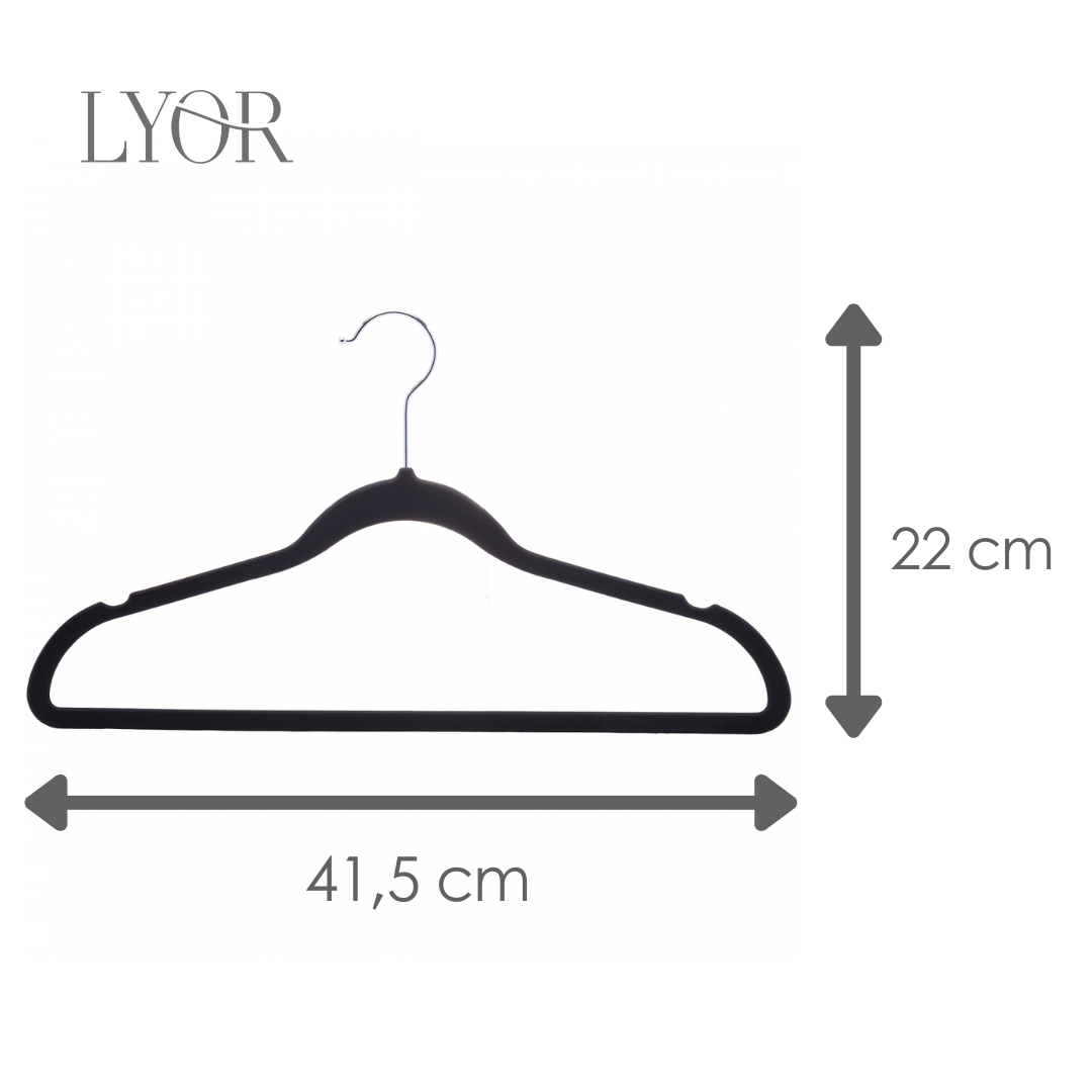 Conjunto 5 Cabides de Plástico Emborrachados Preto -Lyor