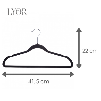 Conjunto 5 Cabides de Plástico Emborrachados Preto -Lyor