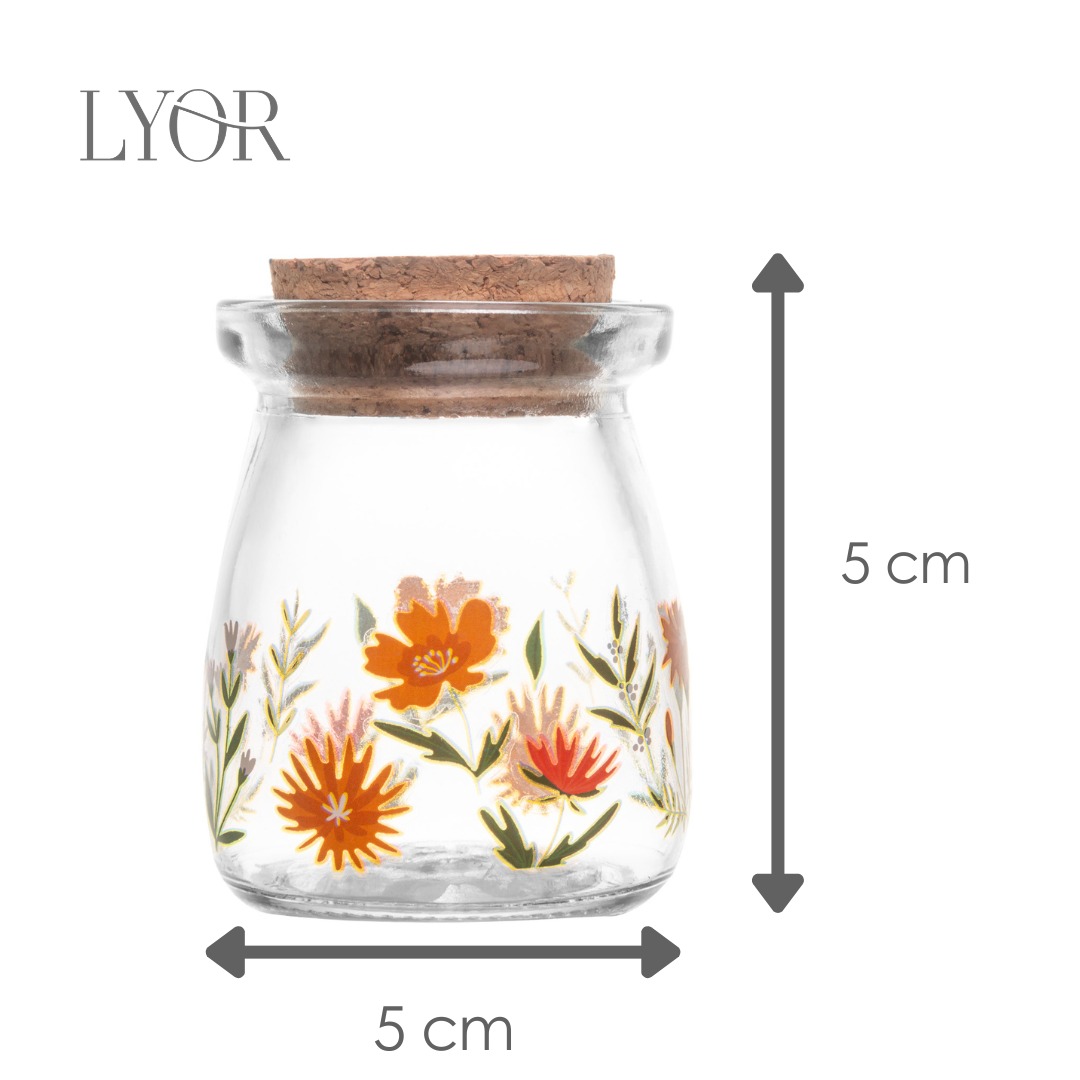 Pote Redondo com Tampa de Cortiça Flora 100ml Vidro - Lyor