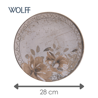 Prato Raso Magnólia 25cm Bege Cerâmica - Wolff