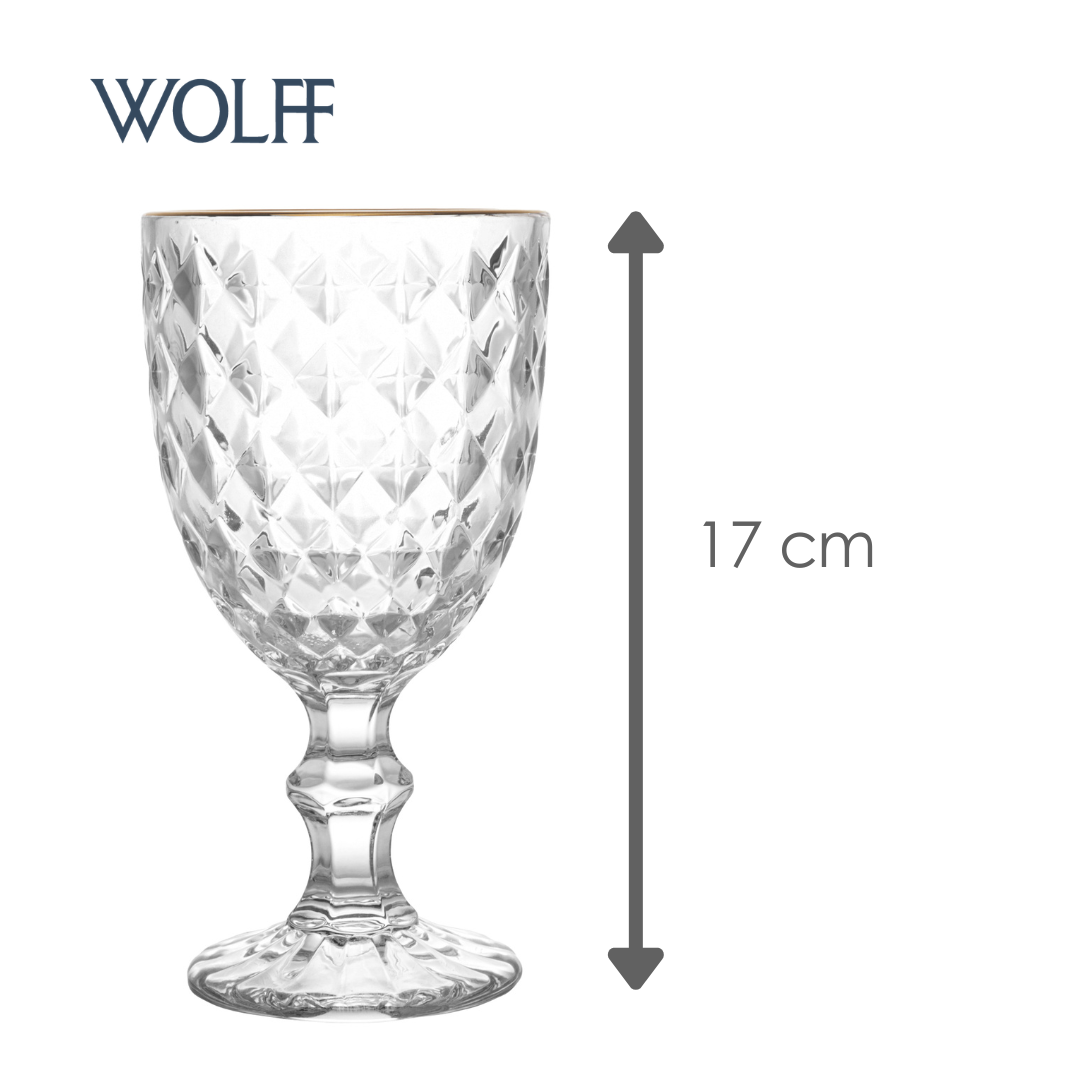 Taça Água Roman Fio de Ouro 345ml Vidro – Wolff