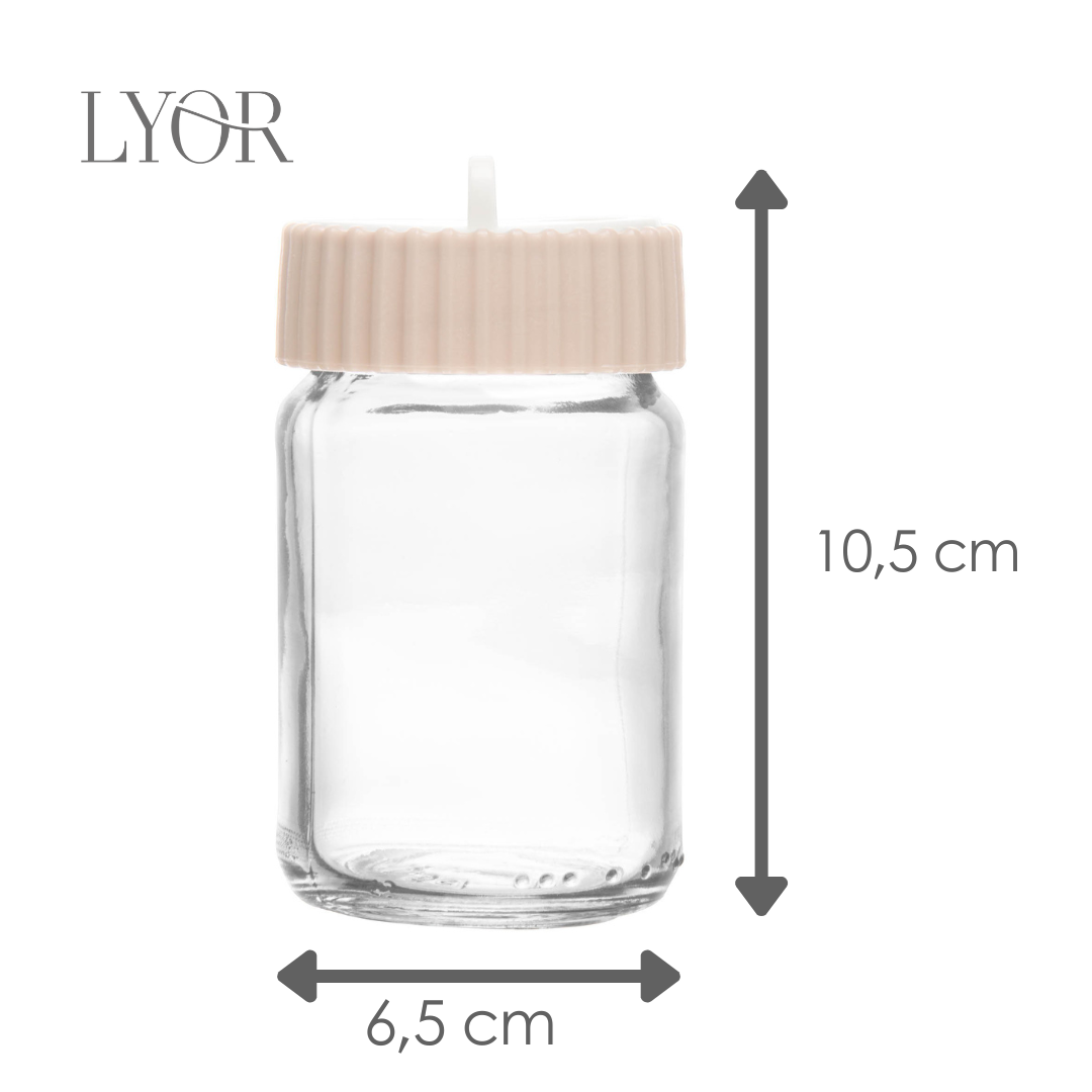 Porta Tempero com Tampa Rotativa Siena 190ml Bege Vidro - Lyor