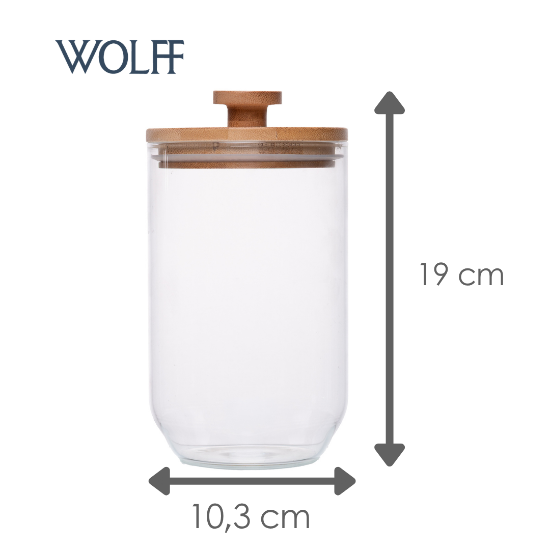 Porta Mantimento com Tampa de Bambu Ekoa 1L Vidro Borossilicato - Wolff