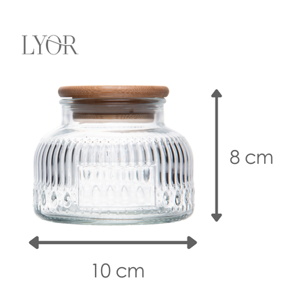 Pote com Tampa de Bambu Lumi 330ml Vidro - Lyor