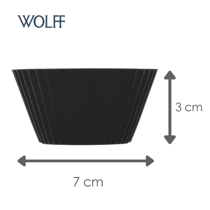 Conjunto 6 Formas Redondas para Cupcake 7cm x 3cm Preta Silicone - Lyor