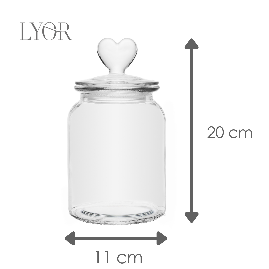 Pote com Tampa Coração Vidro - Lyor
