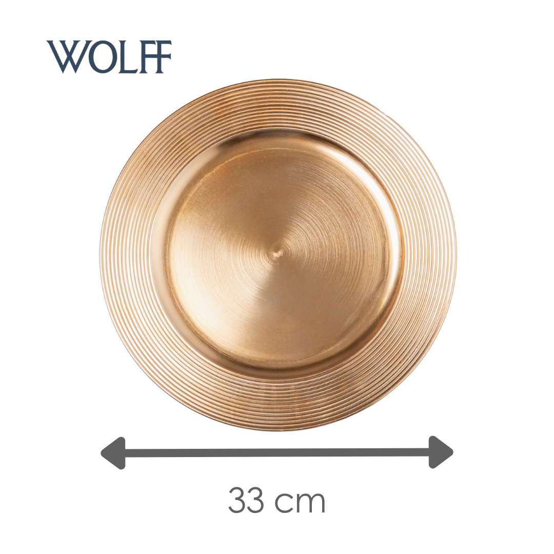 Sousplat de Plástico Escovado Dourado 33cm - Wolff