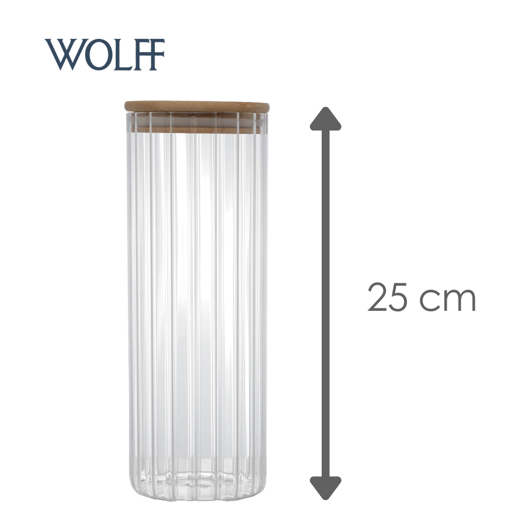 Porta Mantimento de Vidro Borossilicato com Tampa de Bambu 1,1L - Wolff