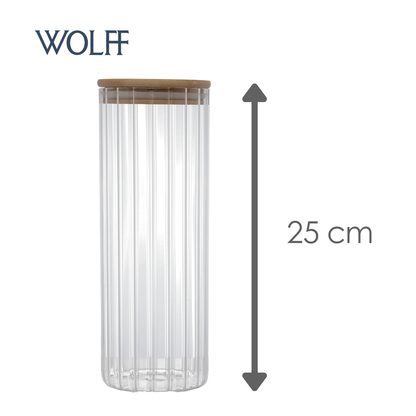 Porta Mantimento de Vidro Borossilicato com Tampa de Bambu 1,1L - Wolff